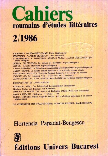 Cahiers roumains d'etudes litteraires - No. 2 - 1986